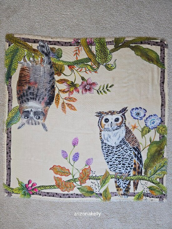 Echo Accessories - NWOT Echo Wool & Silk Large Square Scarf Owls Hoot Bird